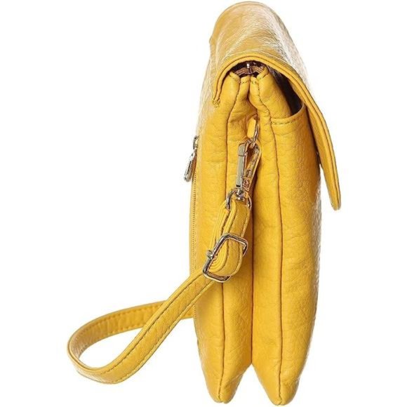 Roomy Pockets Small Crossbody Bags Cell Phone Wallet Mustard Yellow - Picture 5 of 7